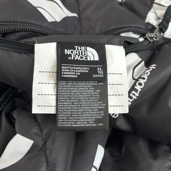 The North Face Boys Reversible Perrito Hooded Jacket XL (14/16) Black Logo - Picture 13 of 16